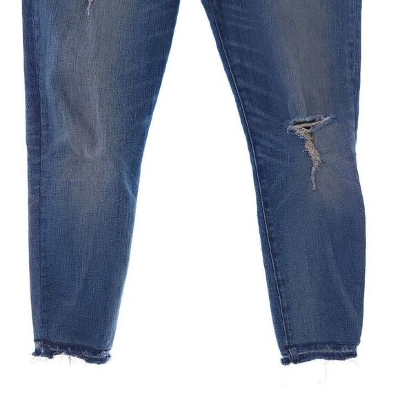 Madewell 9" High Rise Skinny Blue Distressed Raw Hem Jeans Size 29 - Picture 4 of 15